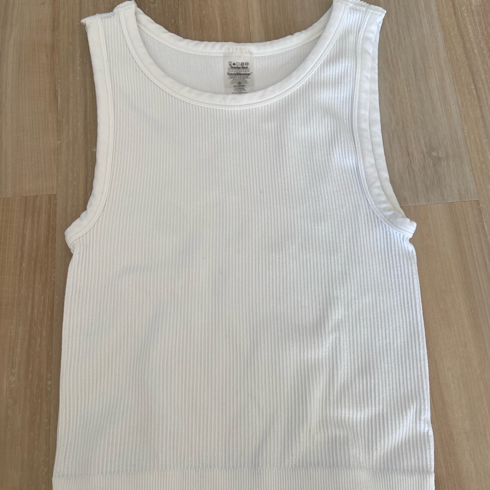 Sunday Best White Ribbed Tank Top